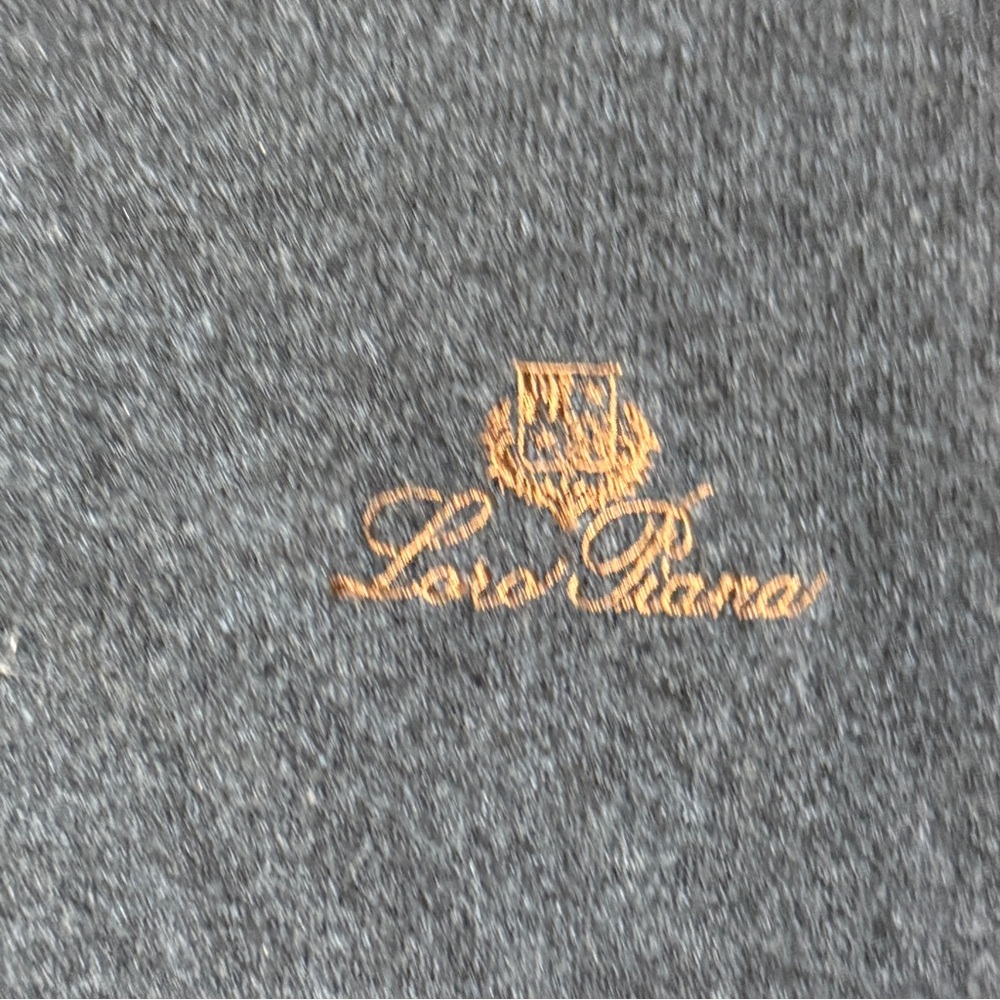 Loro Piana Embroidered Logo Navy Blue Crew Neck Wool Sweater - Small - Picture 2 of 9